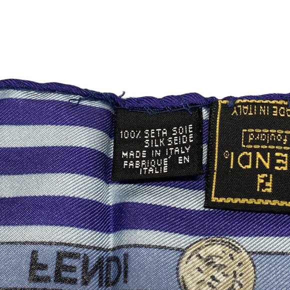 Auth FENDI - Light Blue Navy Multi Scarf - Picture 3 of 4
